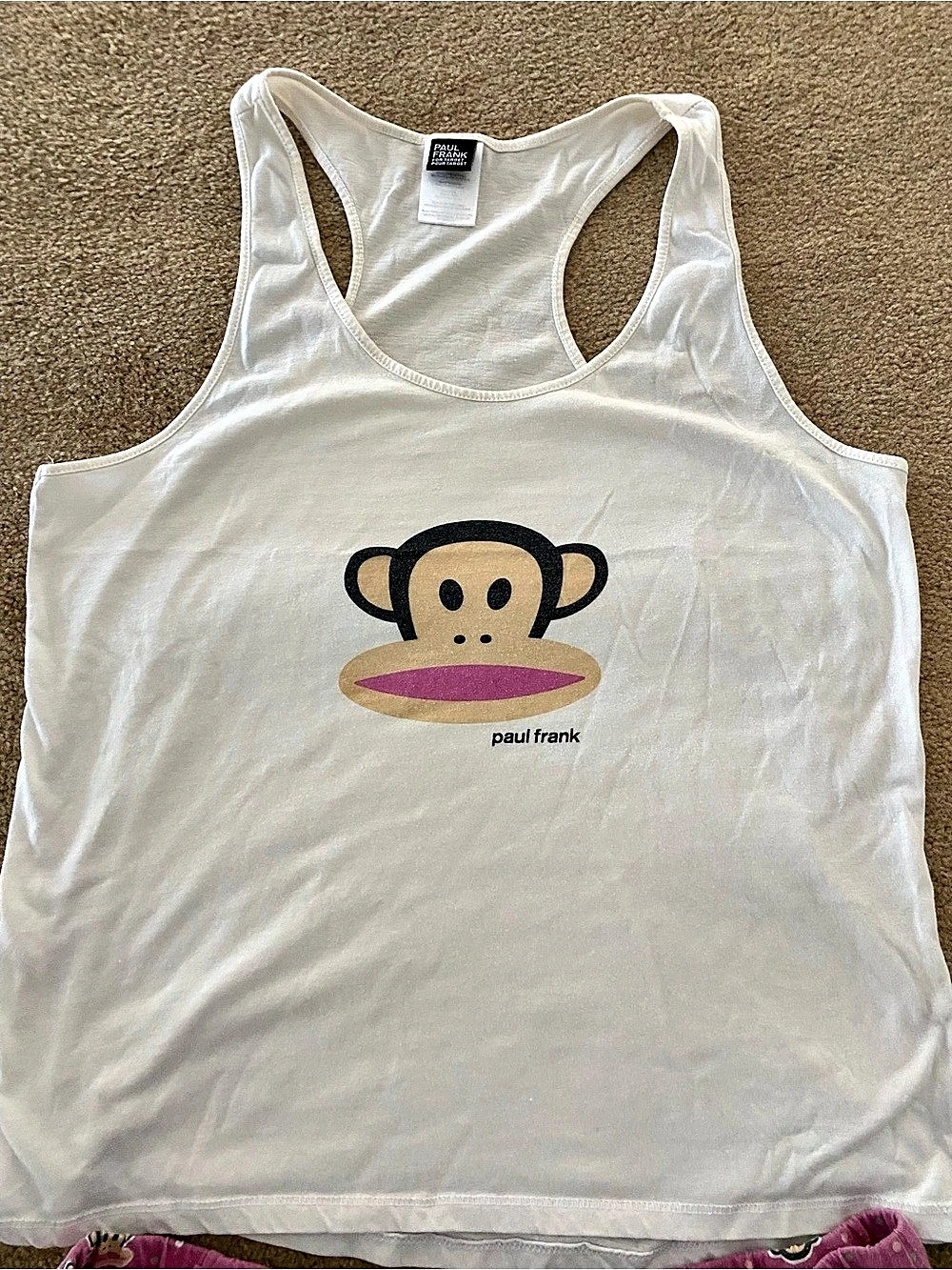 Vintage Y2K Paul Frank Julius Monkey Tank Top and Shorts Pajama Set White & Pink